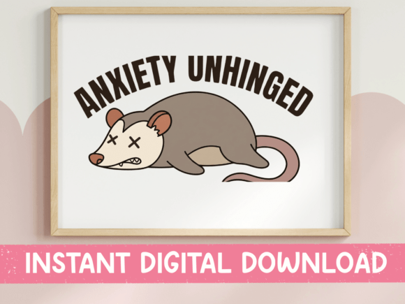 Anxiety Unhinged Possum SVG PNG: Graphics for T-Shirt Designs