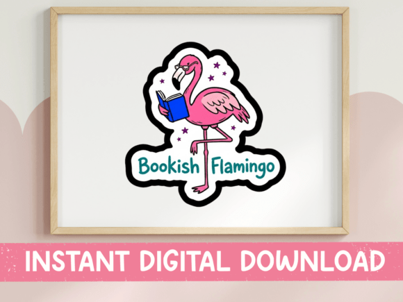 Bookish Flamingo Reading SVG: Graphics for T-Shirt Designs