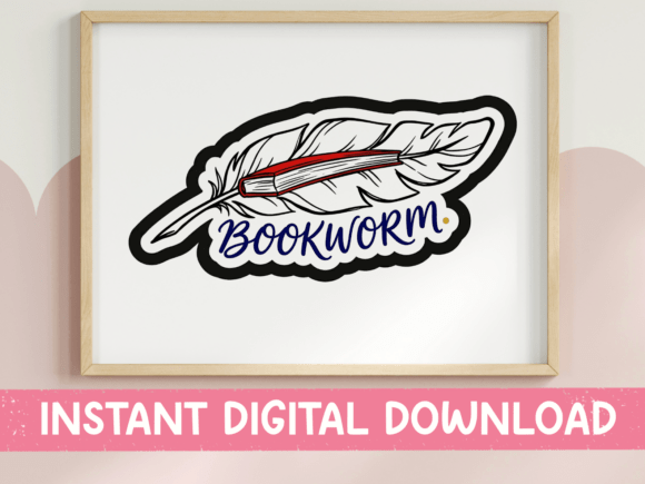 Bookworm Feather Pen SVG for T-Shirt Designs