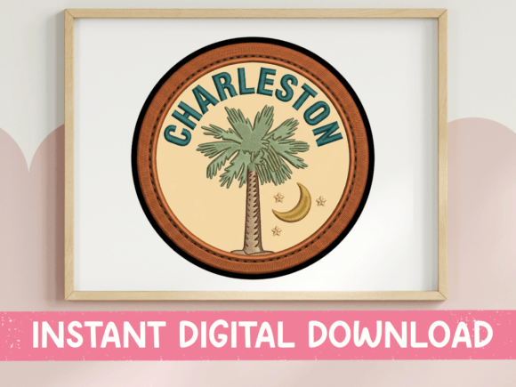 Charleston Palm Tree Badge Sticker Graphics