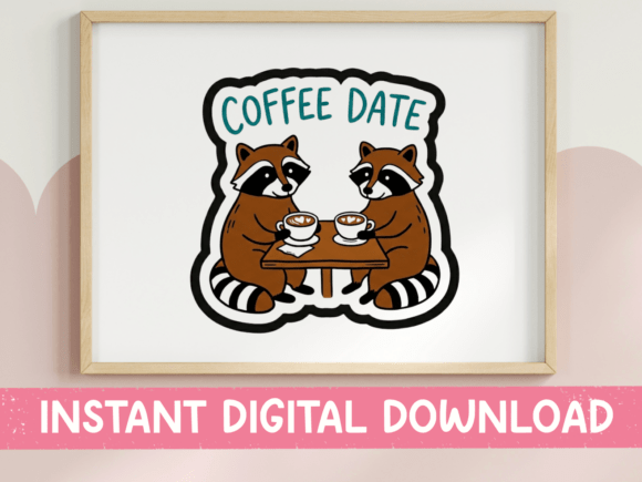 Coffee Date Raccoons Cafe SVG Graphics