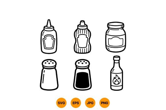 Condiment Bottle SVG Icons for Graphics and Illustrations