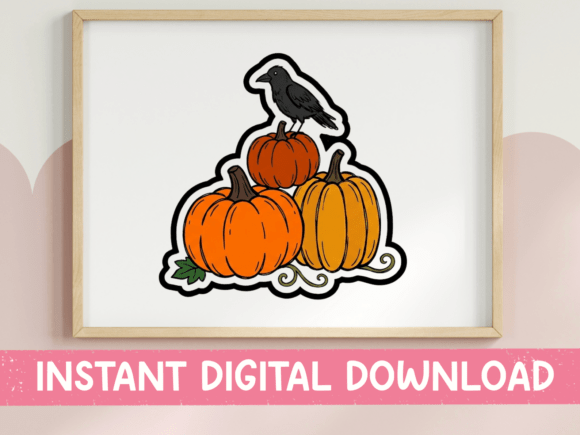 Crow on Pumpkins SVG: Graphics for T-Shirt Designs