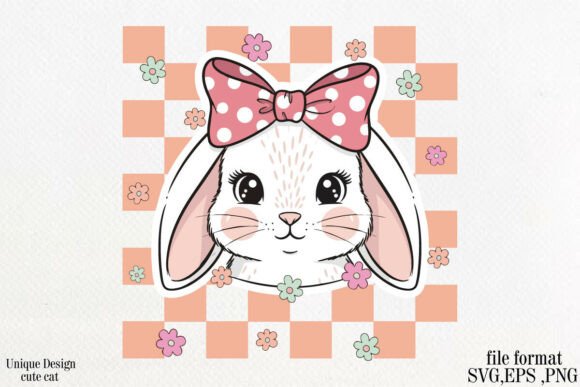 Cute Bunny with Pink Easter SVG PNG