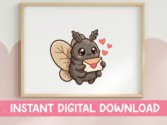 Cute Moth Love Letter Kawaii SVG