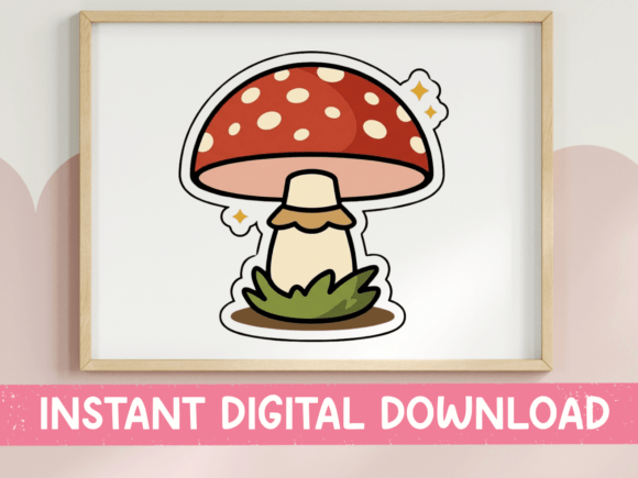 Cute Mushroom with Hat Sticker Graphics