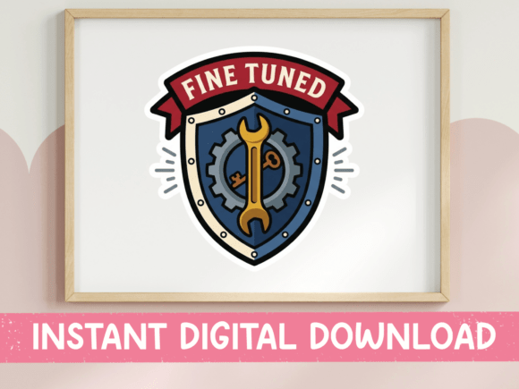 Fine Tuned Shield Wrench Sticker: Graphics for T-Shirt Designs
