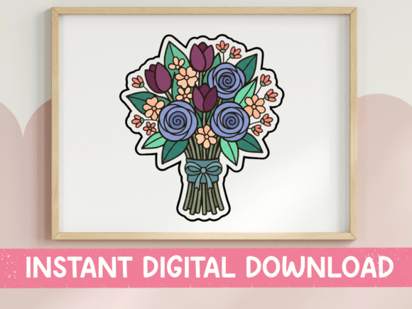 Floral Bouquet Tulips Roses Sticker: Graphics for T-Shirt Designs