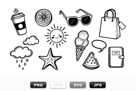 Fun Summer Doodle Svg Set: Graphics for Local Branding