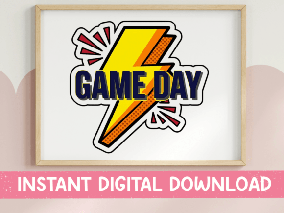 Game Day Lightning Bolt Bold Sticker Graphics