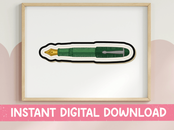 Green Fountain Pen Sticker Design: Graphics for T-Shirt Designs