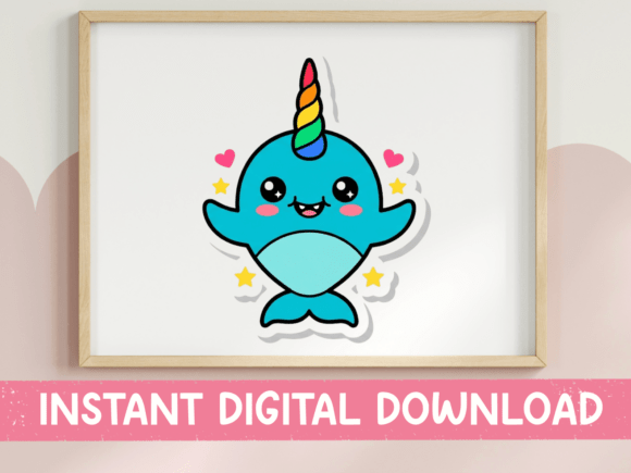 Happy Dancing Kawaii Narwhal Sticker: Graphics for T-Shirt Designs