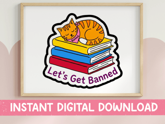 Let's Get Banned Cat Books SVG Graphics