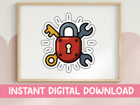 Lock Key Wrench Steampunk Sticker Graphics