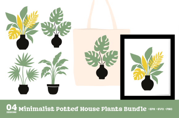 Minimalist Potted House Plants SVG Set: Graphics and Illustrations for Modern Design