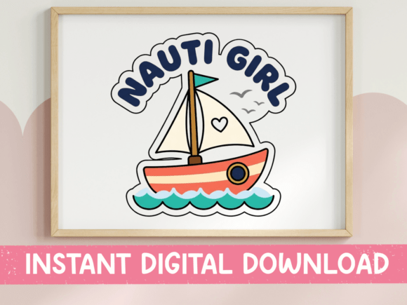 Nauti Girl Sailboat SVG: Graphics for T-Shirt Designs