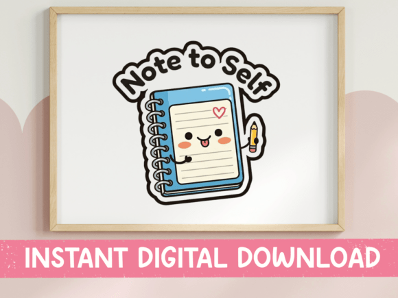 Note to Self Kawaii Notebook Sticker Graphics