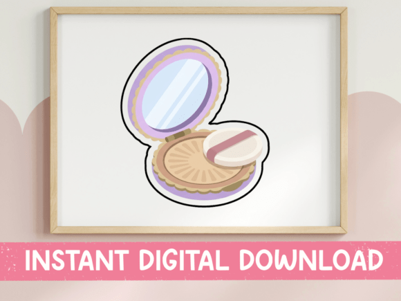 Pastel Powder Compact Mirror Sticker Graphics