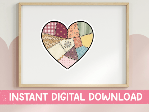 Patchwork Quilt Heart Sticker Design: Graphics for T-Shirt Designs