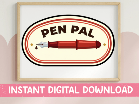 Pen Pal Retro Badge Sticker Design
