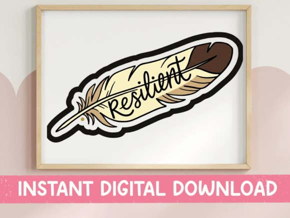 Resilient Feather Boho Quote SVG: Graphics for T-Shirt Designs