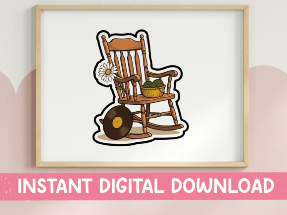 Retro Grandma Rocking Chair Sticker Graphics