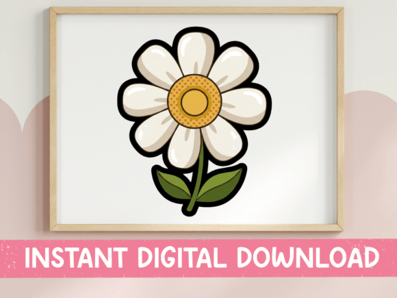 Simple White Daisy Flower Sticker Graphics
