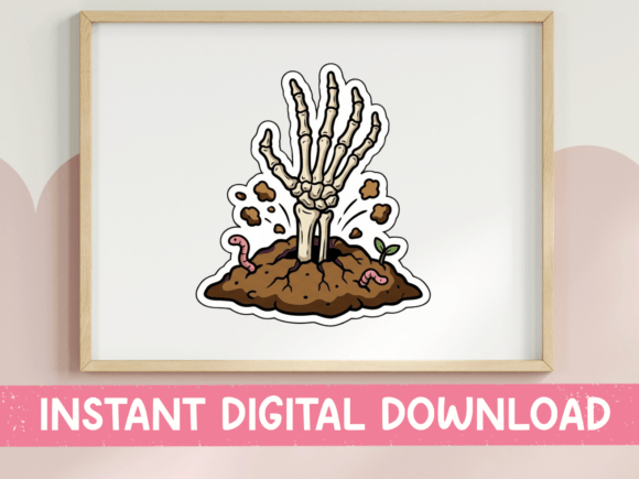 Skeleton Hand Rising Dirt Sticker: Graphics for T-Shirt Designs
