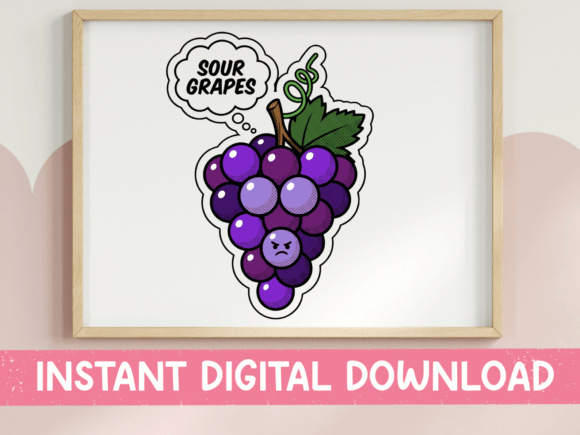 Sour Grapes Grumpy Grape Sticker Design