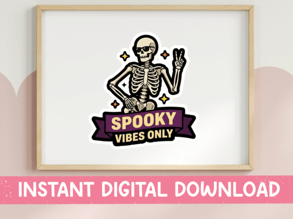 Spooky Vibes Only Skeleton Sticker: Graphics for T-Shirt Designs