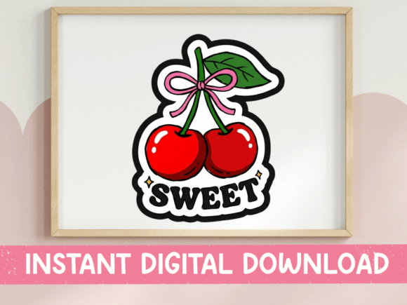 Sweet Cherries Coquette Bow SVG for T-Shirt Designs