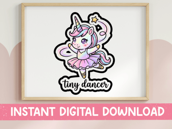 Tiny Dancer Unicorn Ballerina Sticker: Graphics for T-Shirt Designs