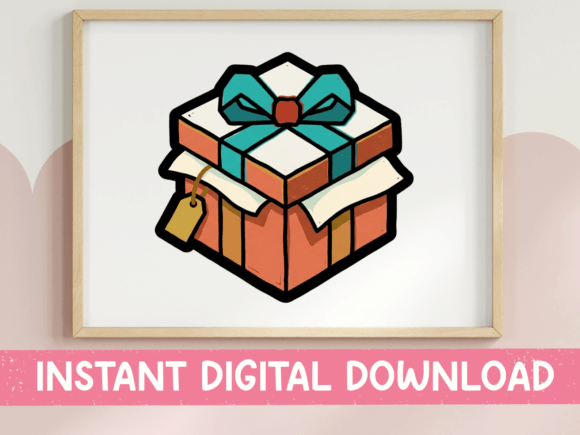 Wrapped Gift Box Bow Sticker Graphics